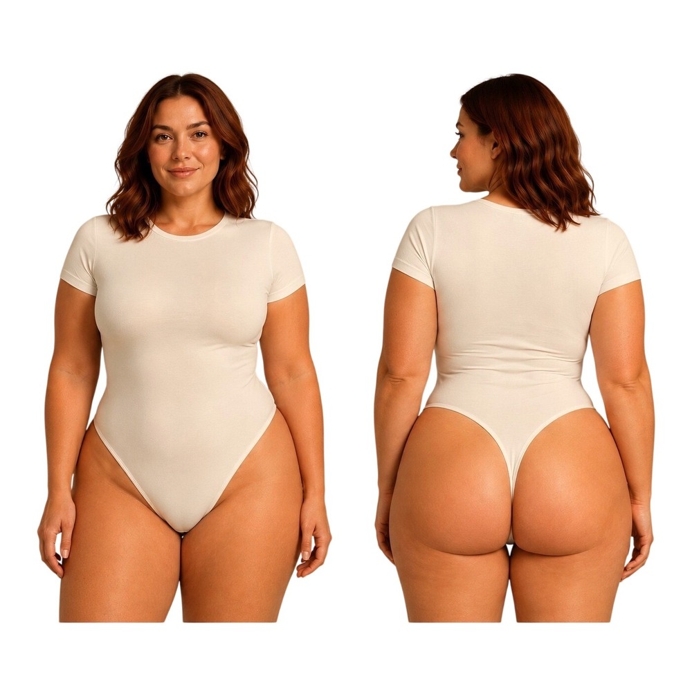 SKIMS Essential T-Shirt Bodysuit Bone Womens 4X/5X